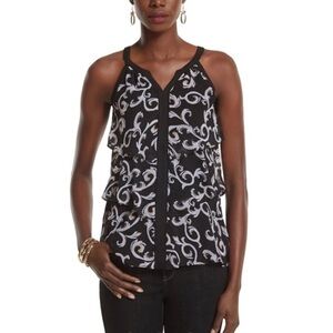 NWOT WHBM Printed Tiered Chiffon Top